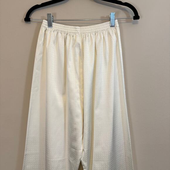 Vintage Christian Dior Designer Pajama Set WomenS/M Cream Satin Sleepwear Lounge - Picture 12 of 15